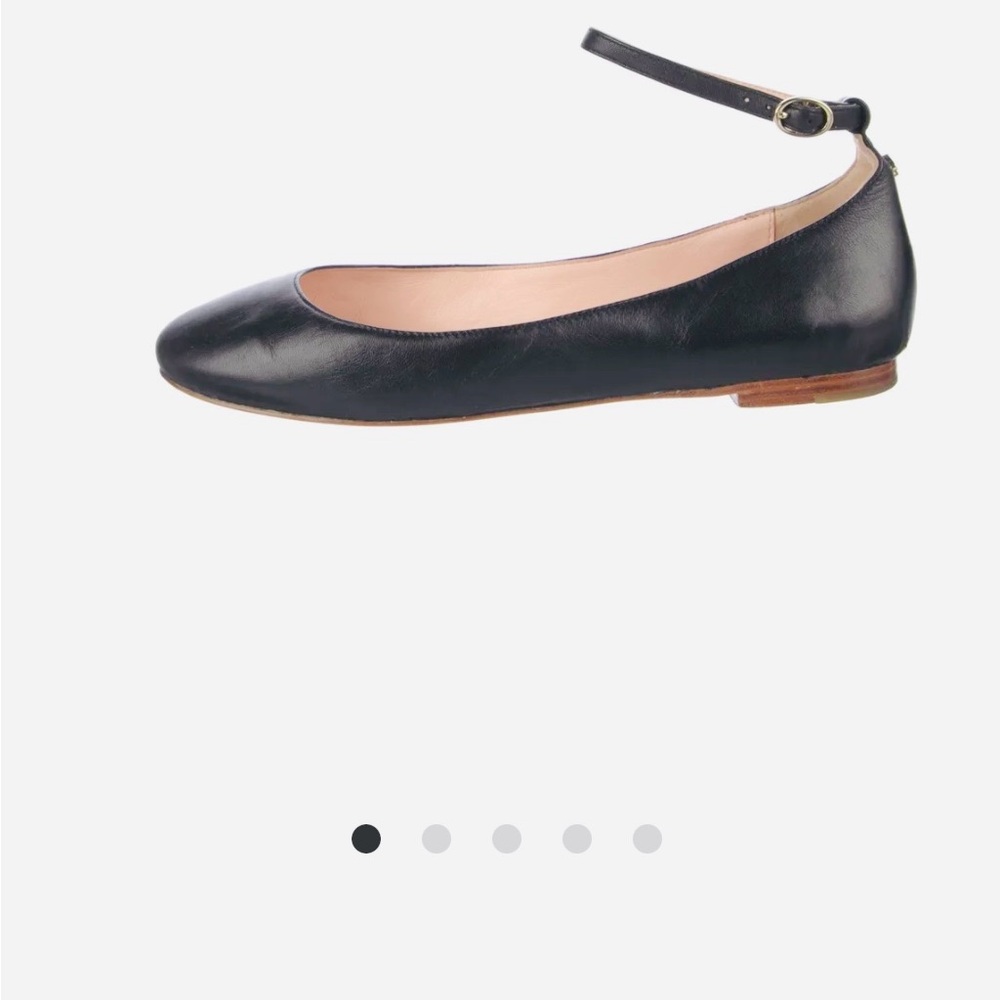 Kate Spade Black Leather Unique Ankle Strap Ballet Flats Size 8